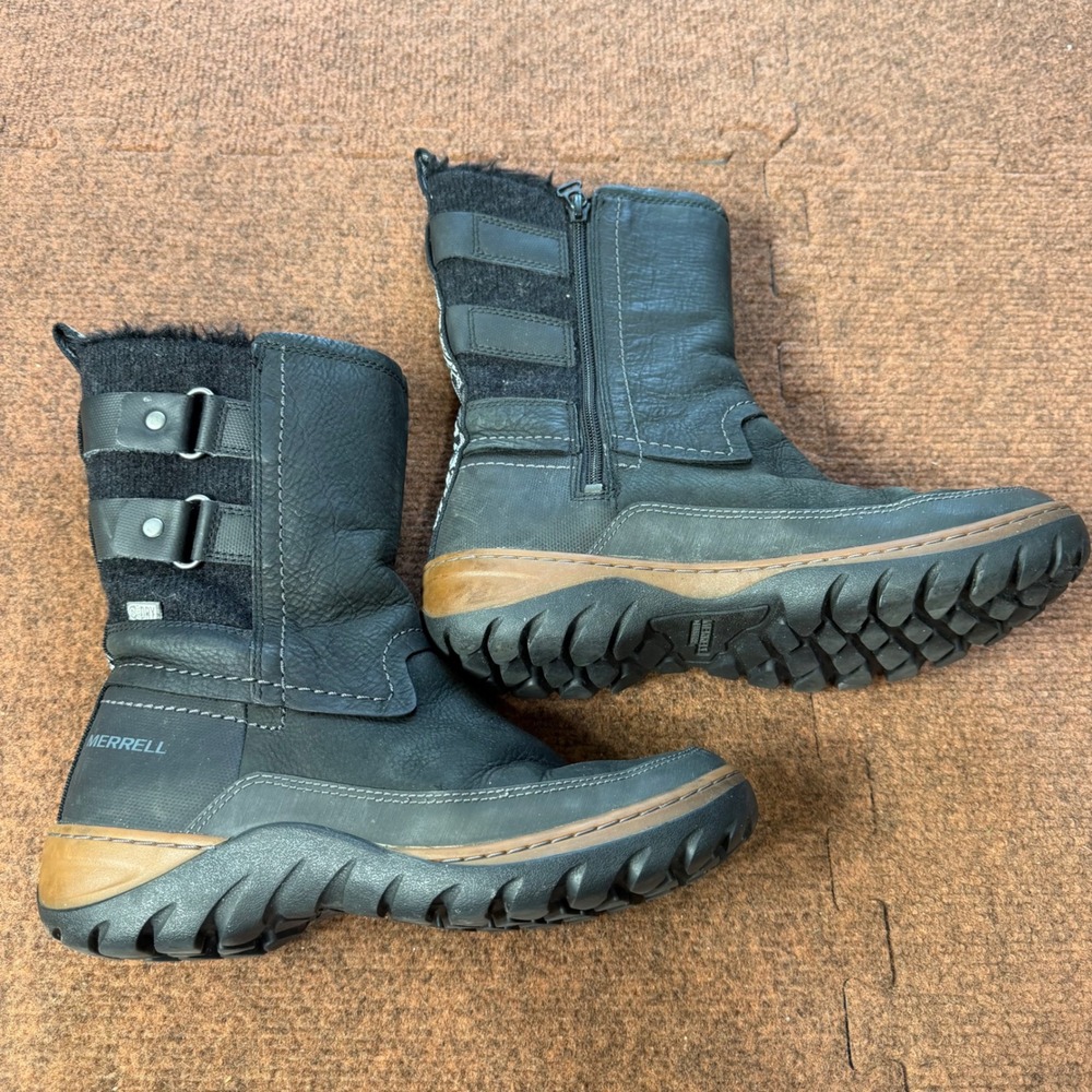 Merrell Decora Prelude Waterproof Winter Boots Black Leather Insulated J02090 7